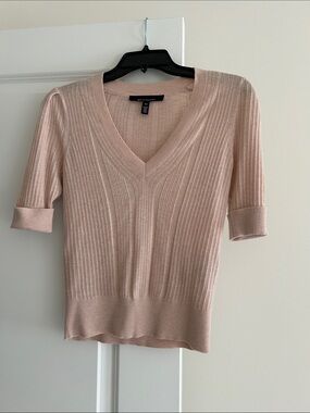 WHBM Ribbed Short Sleeve Sweater Top (With Cashmere). Size XS